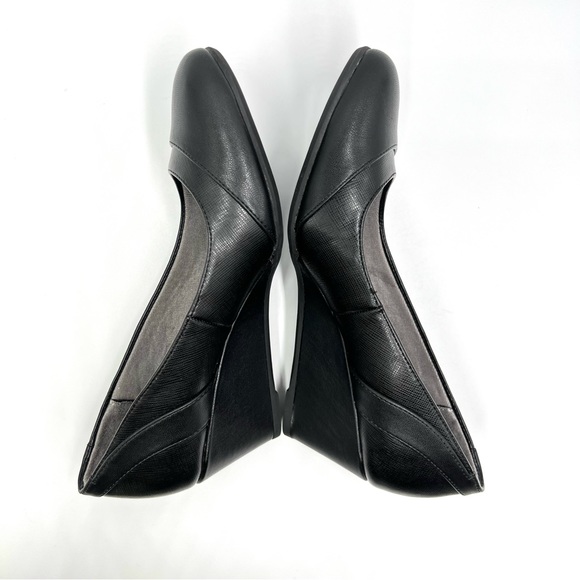 7 WIDE Life Stride Women's Dreams Black Faux Vegan Leather Wedge Pumps Heels - Picture 7 of 13